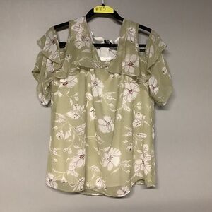 Yoins Light Green Floral Off the Shoulder Top Size 2XL Top Shirt